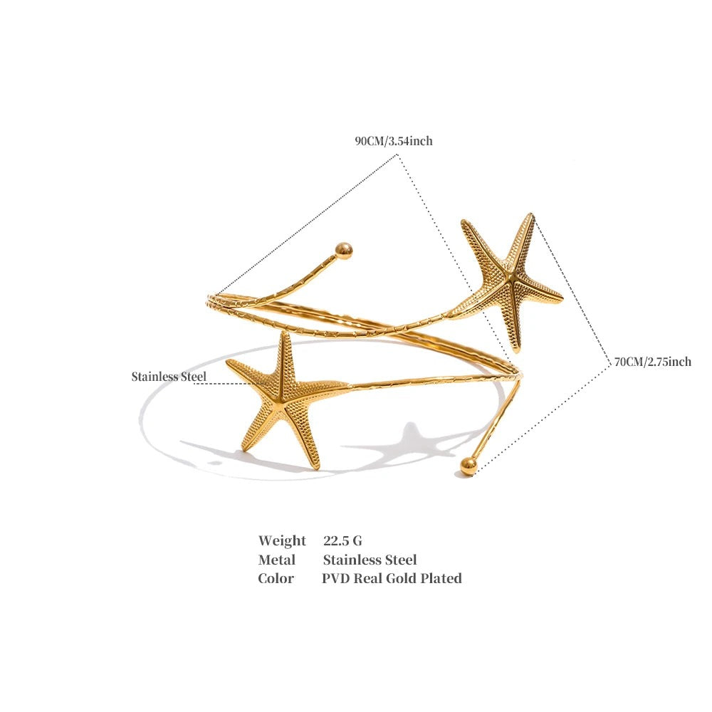 Star bracelet in gold-plated stainless steel.