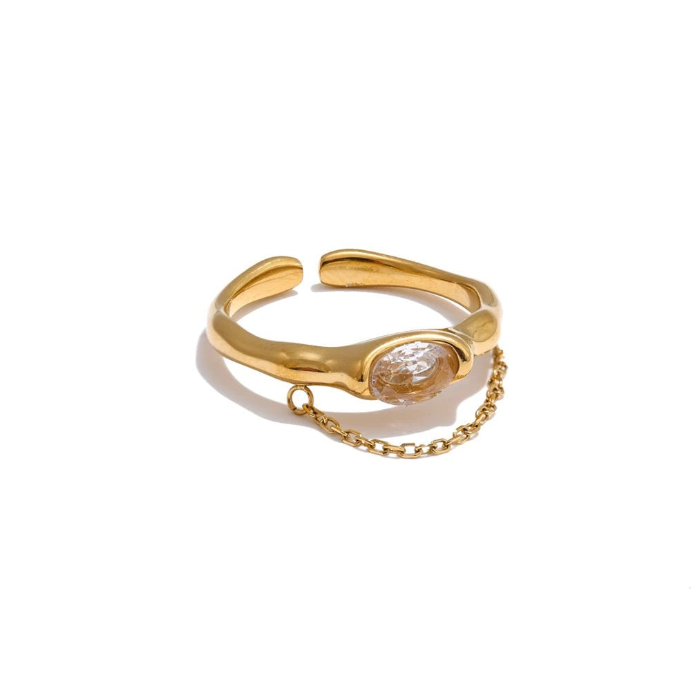 Gold-plated ring with cubic zirconia.