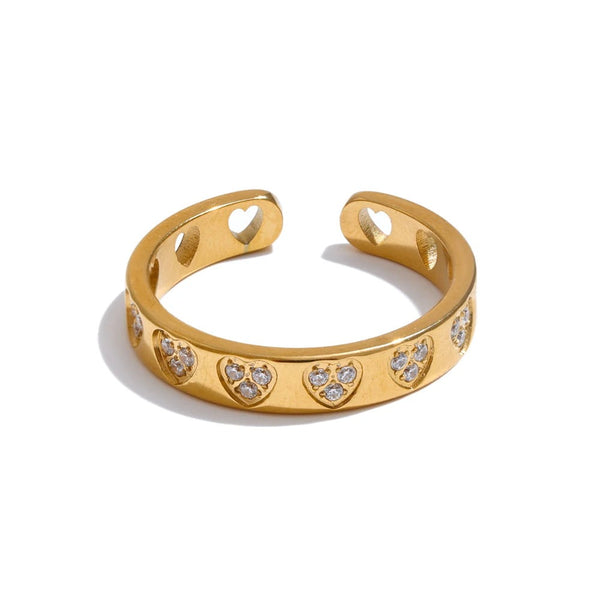 Gold-plated ring with cubic zirconia stones.