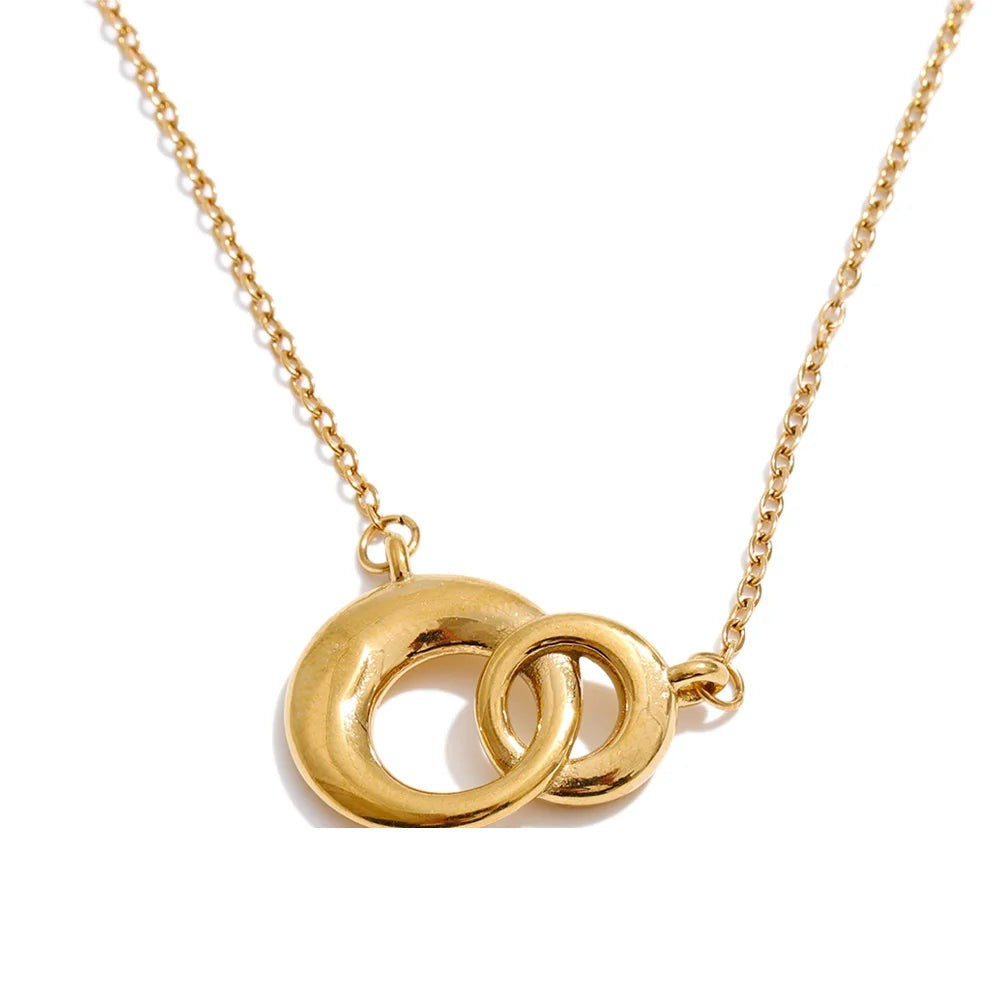 Coin geometric necklace in gold-plated stainless steel.