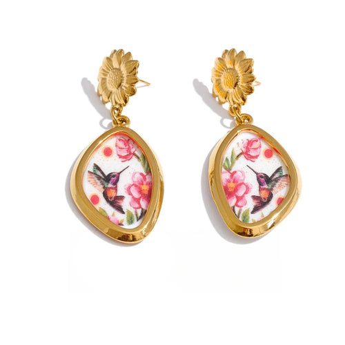 Acrylic Flower Earrings — Gold-Plated Stainless Steel with Acrylic · PS1137