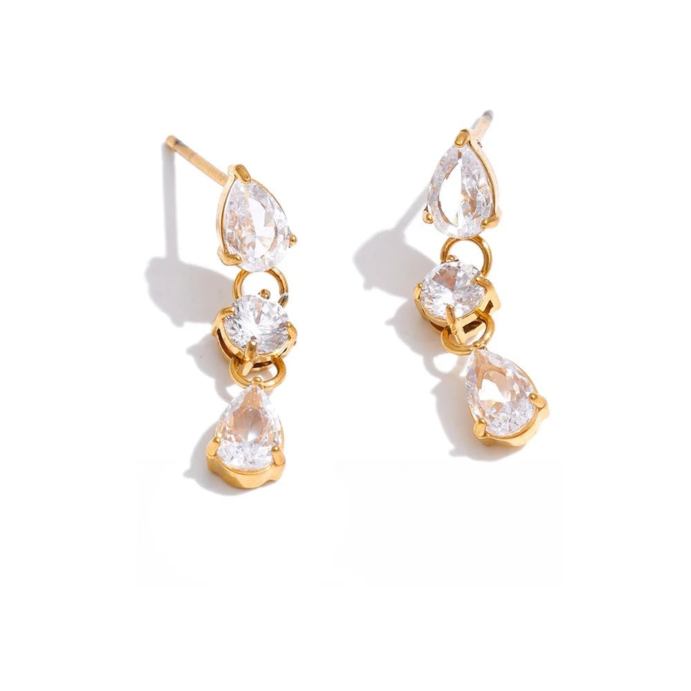 Gold-plated stainless steel earrings with cubic zirconia.