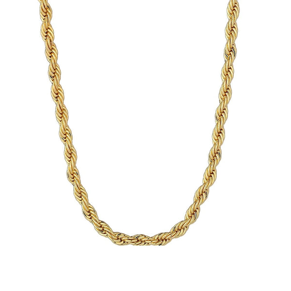 Minimalist geometric chain necklace in gold-plated stainless steel.