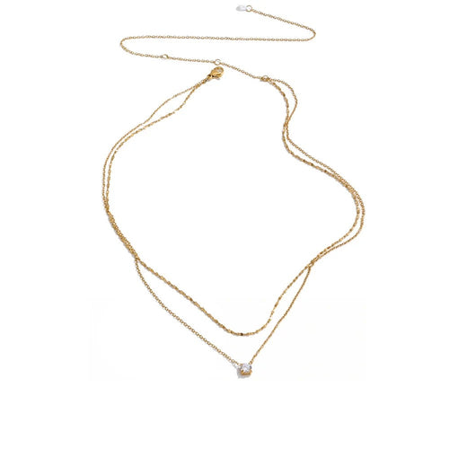 Gold-plated stainless steel necklace with cubic zirconia stones.
