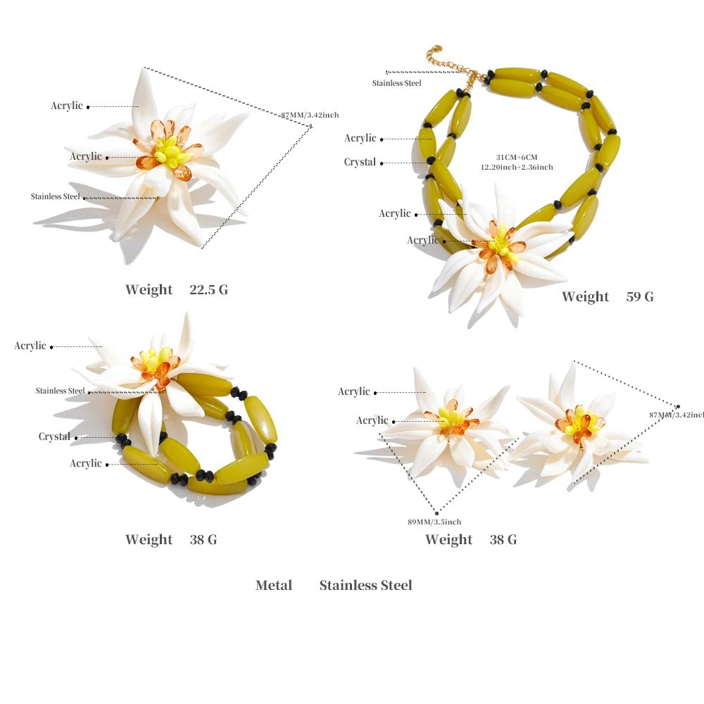 Acrylic Flower Earrings — Gold-Plated Stainless Steel with Acrylic · PS1594