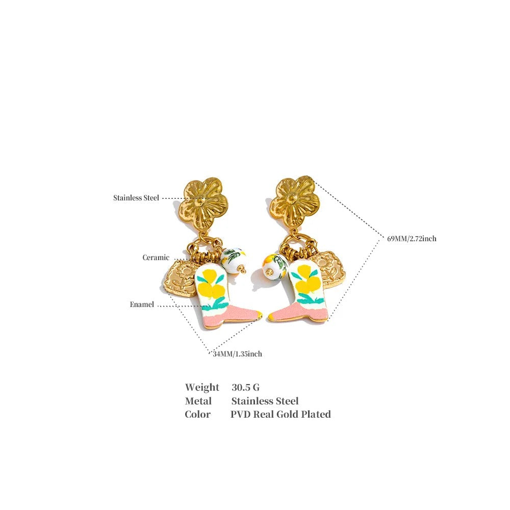 Flower Earrings — Gold-Plated Stainless Steel · PS1090