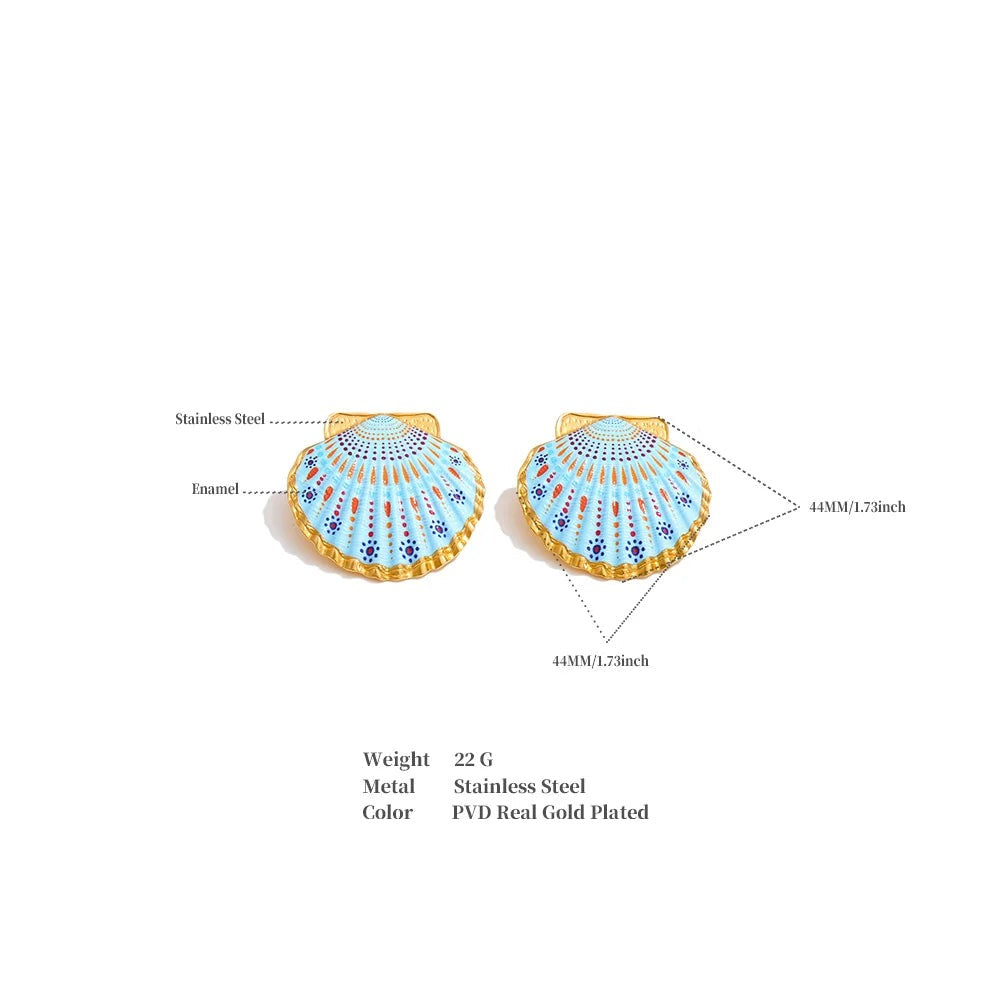 Shell enamel y2k earrings in gold-plated stainless steel with shell and enamel.