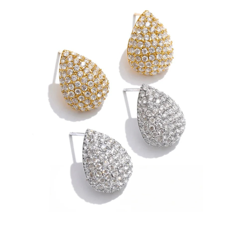 Cubic Zirconia Earrings — Gold-Plated Stainless Steel with Cubic Zirconia · PS1165