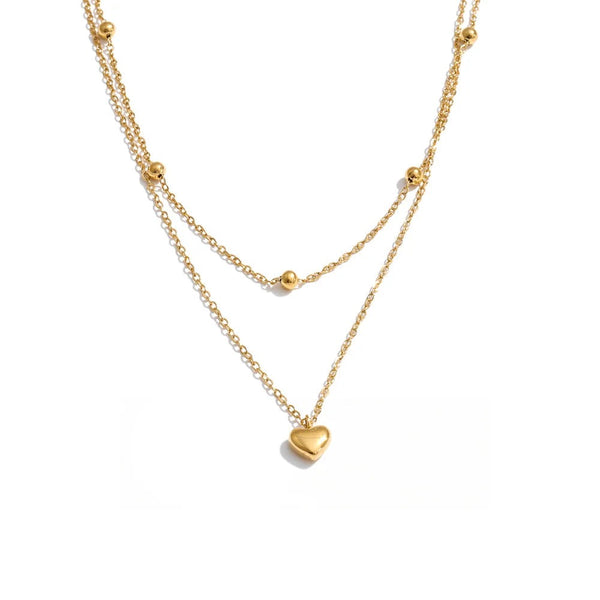 Gold-plated stainless steel necklace with a heart pendant.