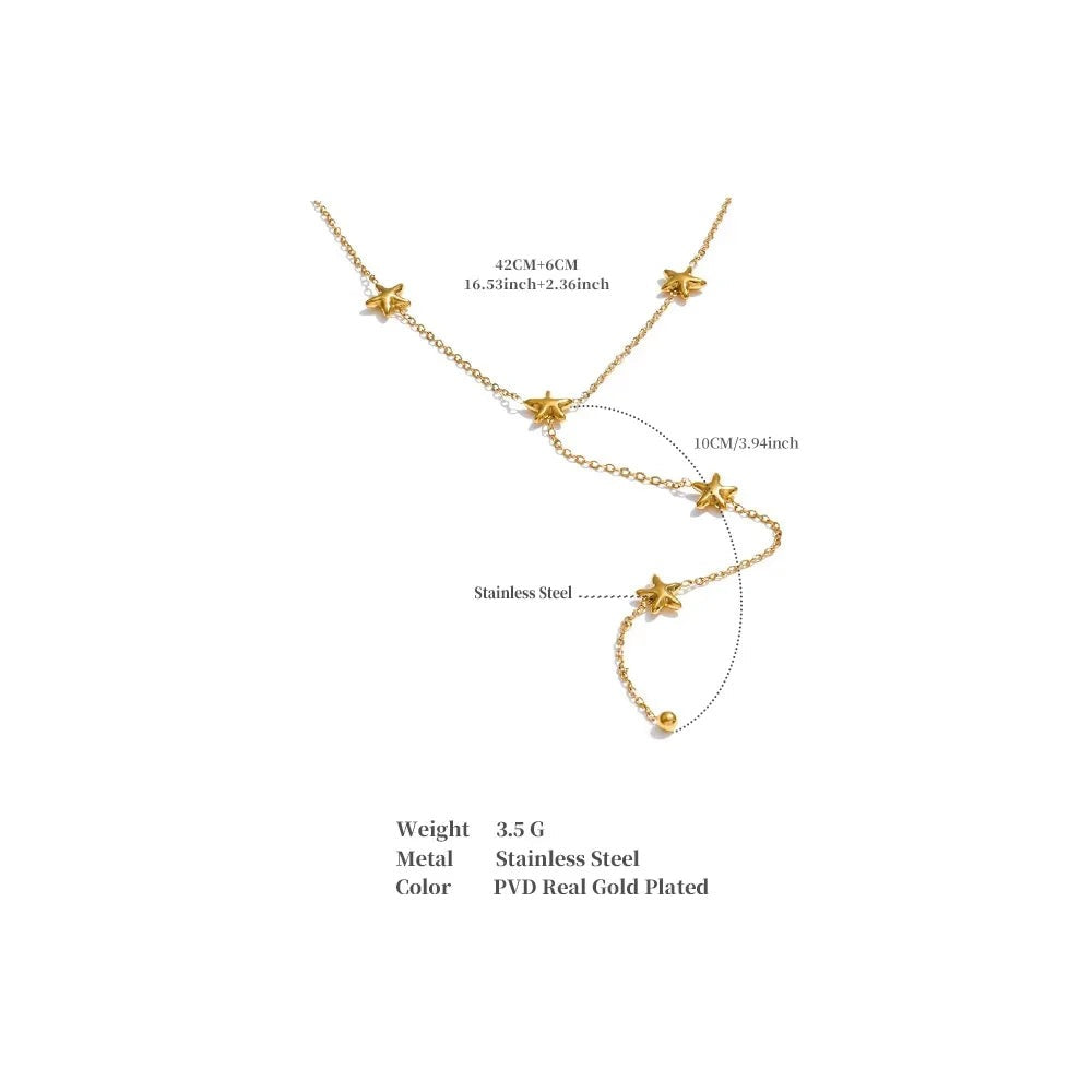 Star chain necklace in gold-plated stainless steel.
