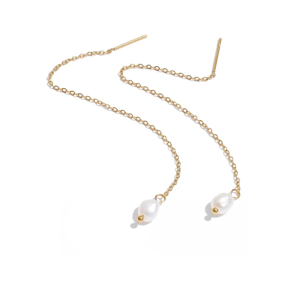 Gold-plated stainless steel earrings with freshwater pearls.