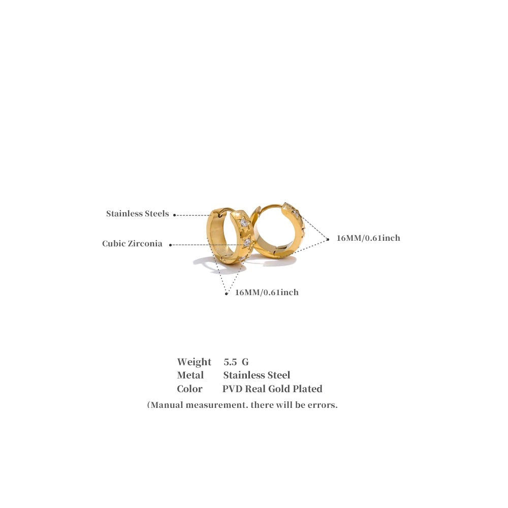 Cubic Zirconia Star Geometric Earrings — Gold-Plated Stainless Steel with Cubic Zirconia · PS1985