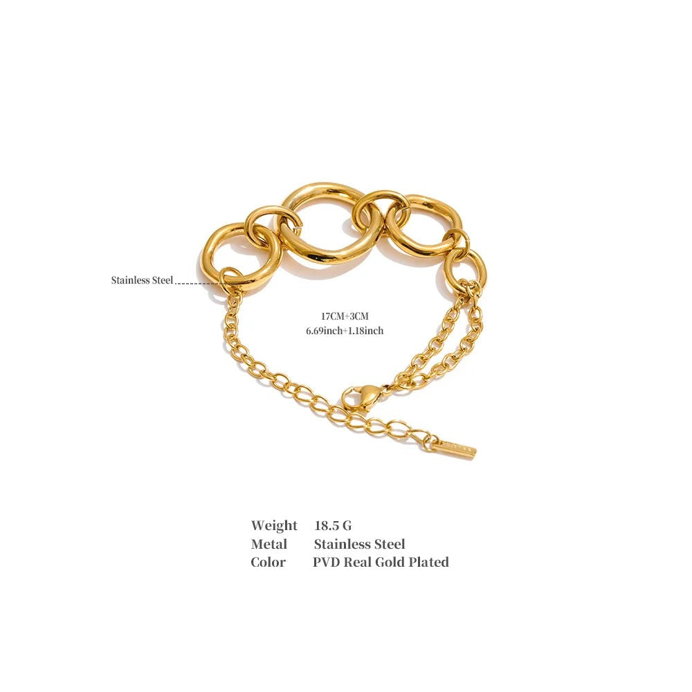 Geometric Chain Bracelet — Gold-Plated Stainless Steel · PS1183