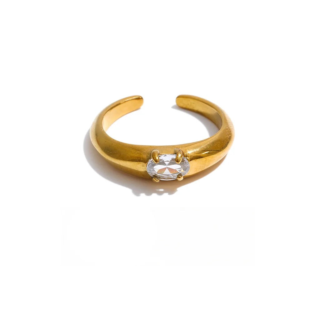 Gold-plated ring with cubic zirconia.
