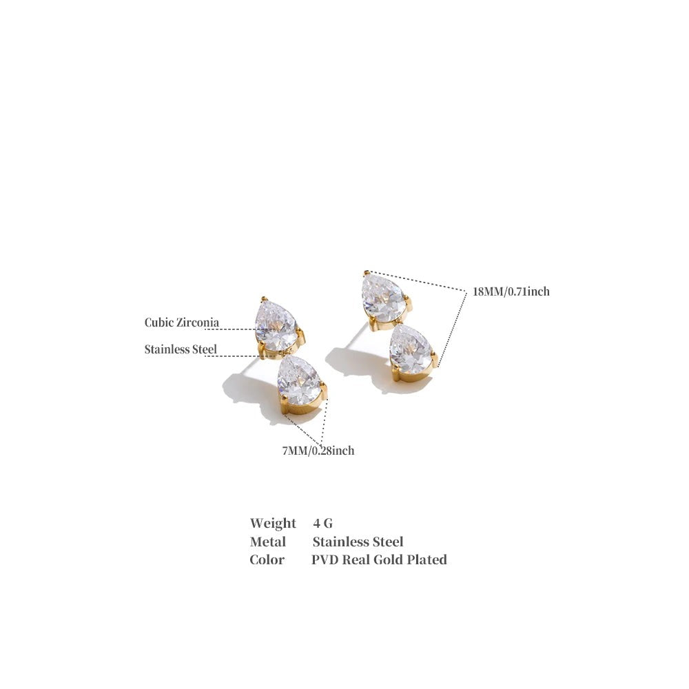 Cubic Zirconia Earrings — Gold-Plated Stainless Steel with Cubic Zirconia · PS1548