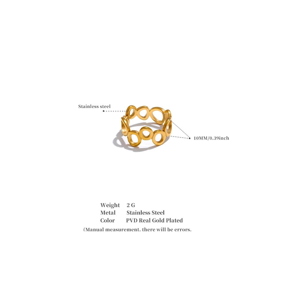Geometric ring in 18K gold-plated stainless steel.