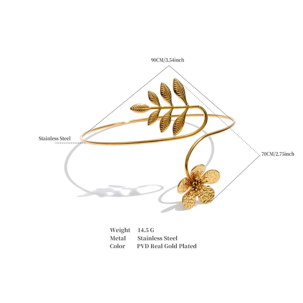 Flower Geometric Bracelet — Gold-Plated Stainless Steel · PS1394