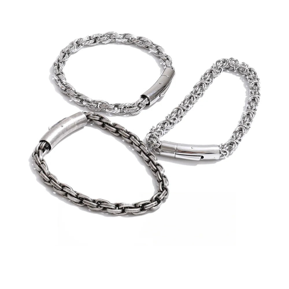 Gold-plated stainless steel bracelet with a chain link design.