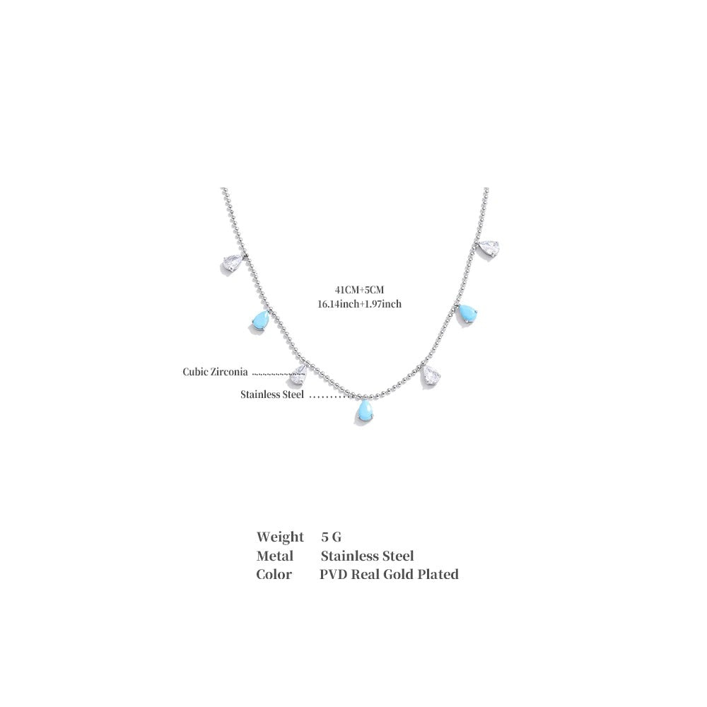 Cubic zirconia necklace in gold-plated stainless steel with cubic zirconia.