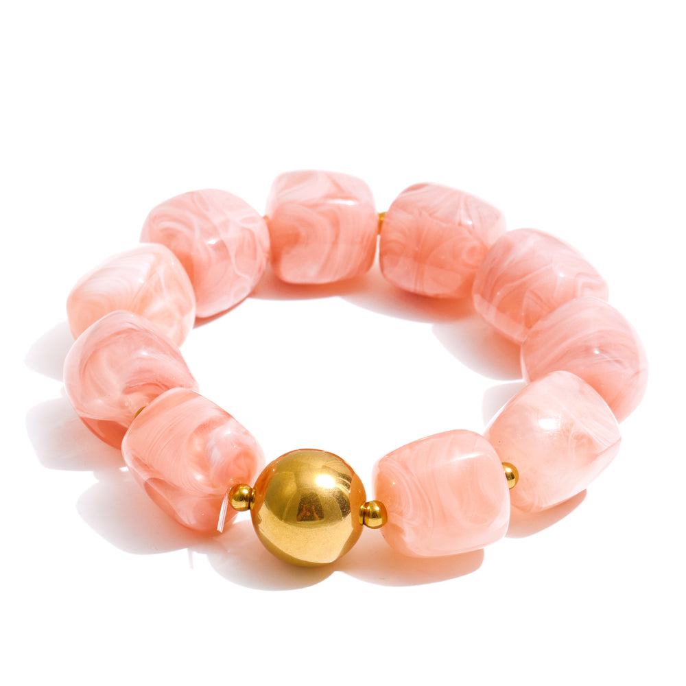 Acrylic Beaded Geometric Necklace — Gold-Plated Stainless Steel with Acrylic · PS2198