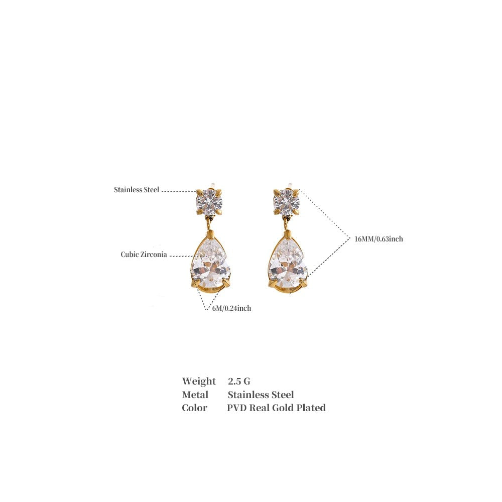 Cubic zirconia geometric earrings in gold-plated stainless steel with cubic zirconia.