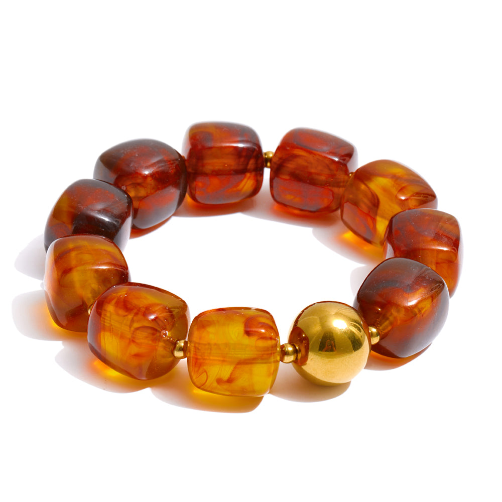 Acrylic Beaded Geometric Necklace — Gold-Plated Stainless Steel with Acrylic · PS2198