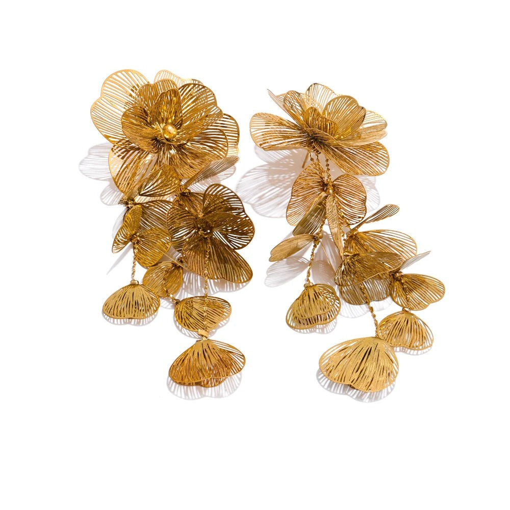 Flower Earrings — Gold-Plated Stainless Steel · PS2148