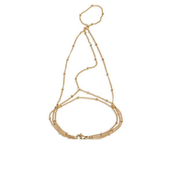 Cubic Zirconia Pearl Flower Bracelet — Gold-Plated Stainless Steel with Pearl and Cubic Zirconia · PS2173