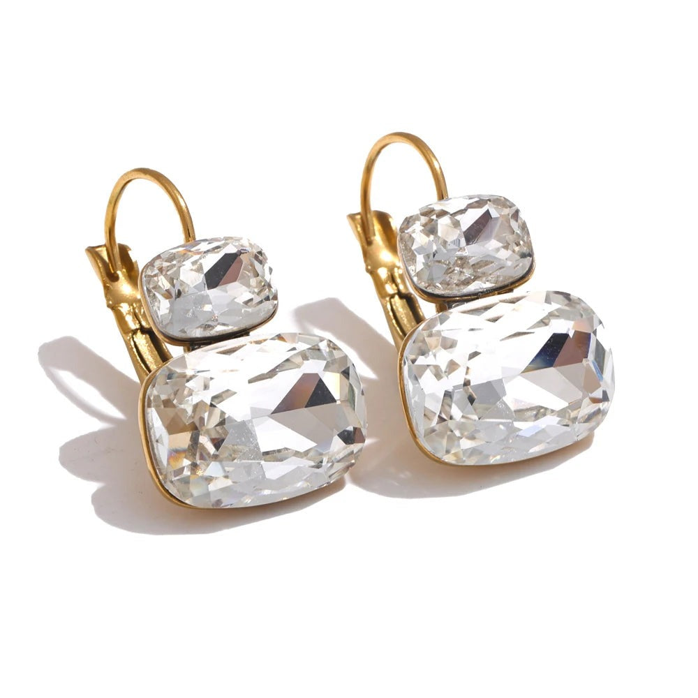 Gold-plated stainless steel earrings with cubic zirconia.