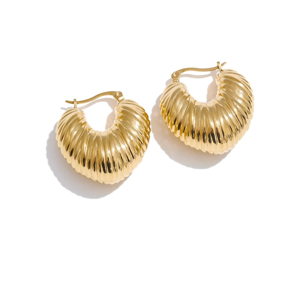 Gold-plated stainless steel earrings with a unique, textured design.