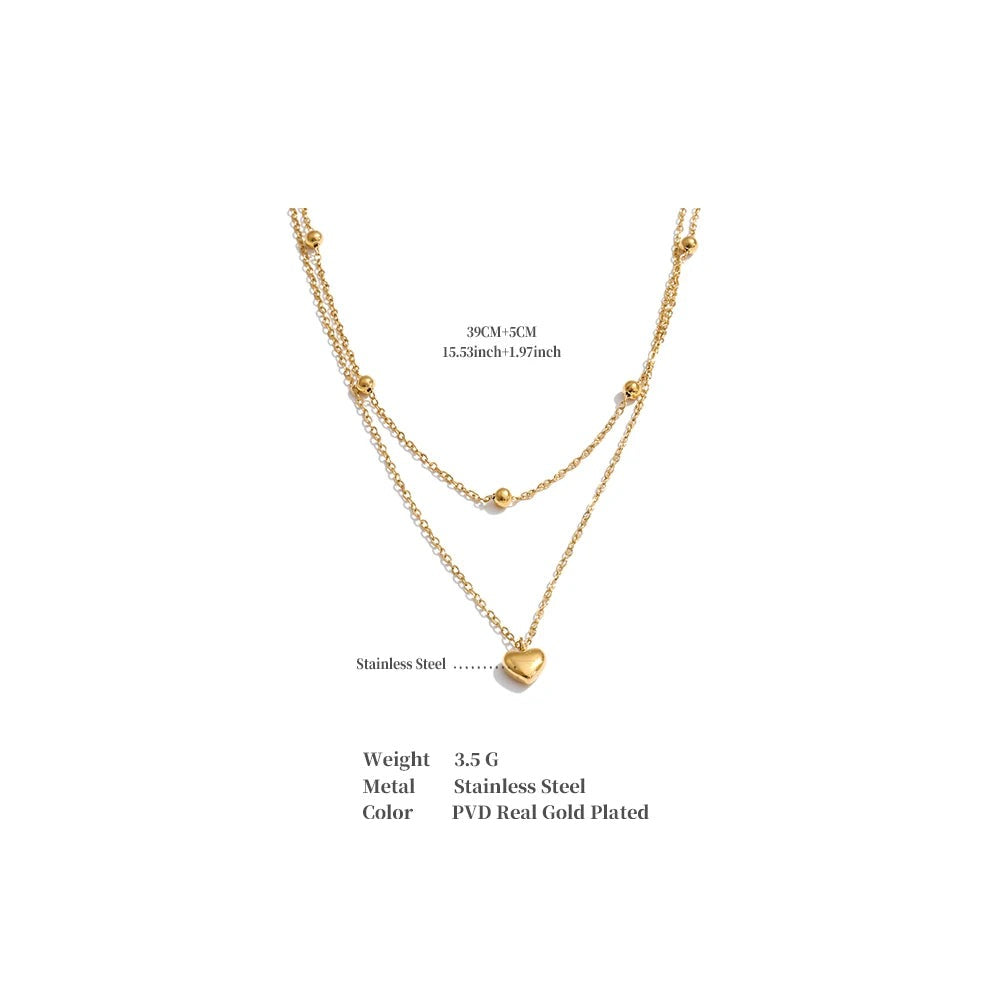 Heart chain necklace in gold-plated stainless steel.