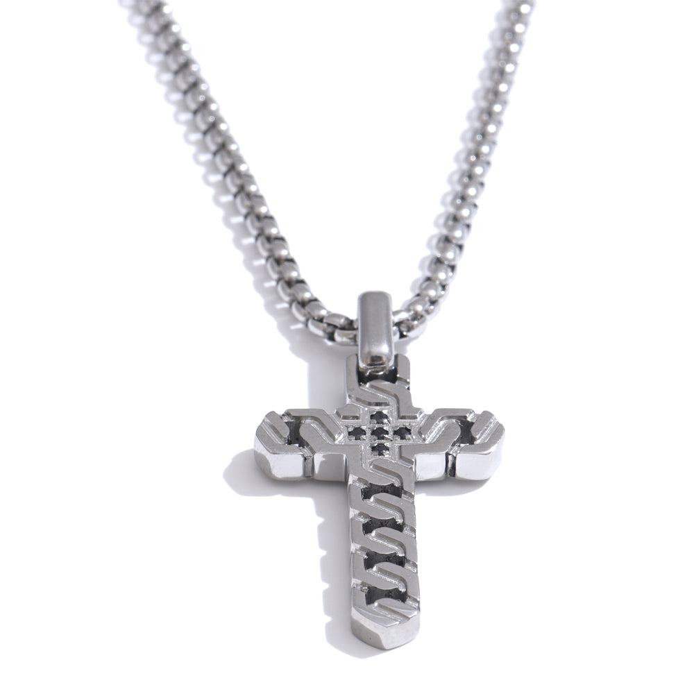 Cross necklace in gold-plated stainless steel.