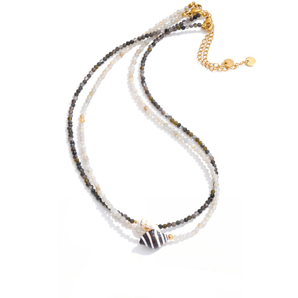 Gold-plated stainless steel necklace with crystal beads.
