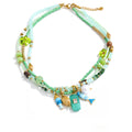 Gold-plated stainless steel necklace with pearl and crystal beads.