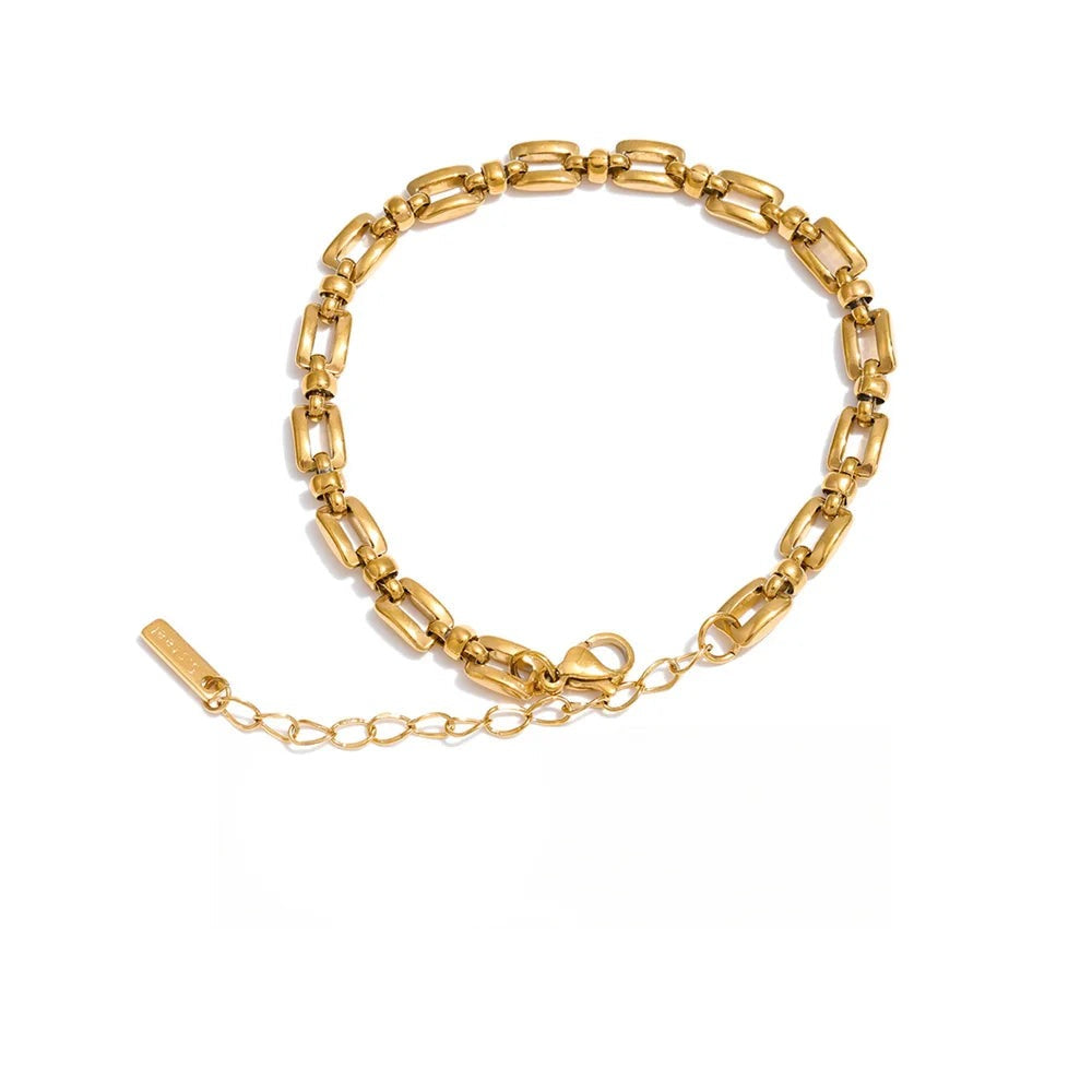 Geometric Chain Bracelet — Gold-Plated Stainless Steel · PS1629