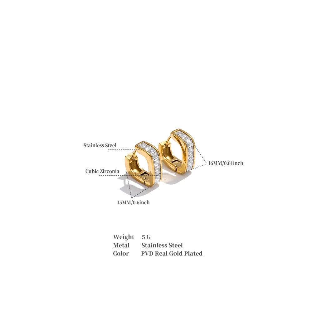 Cubic Zirconia Heart Earrings — Gold-Plated Stainless Steel with Cubic Zirconia · PS1246