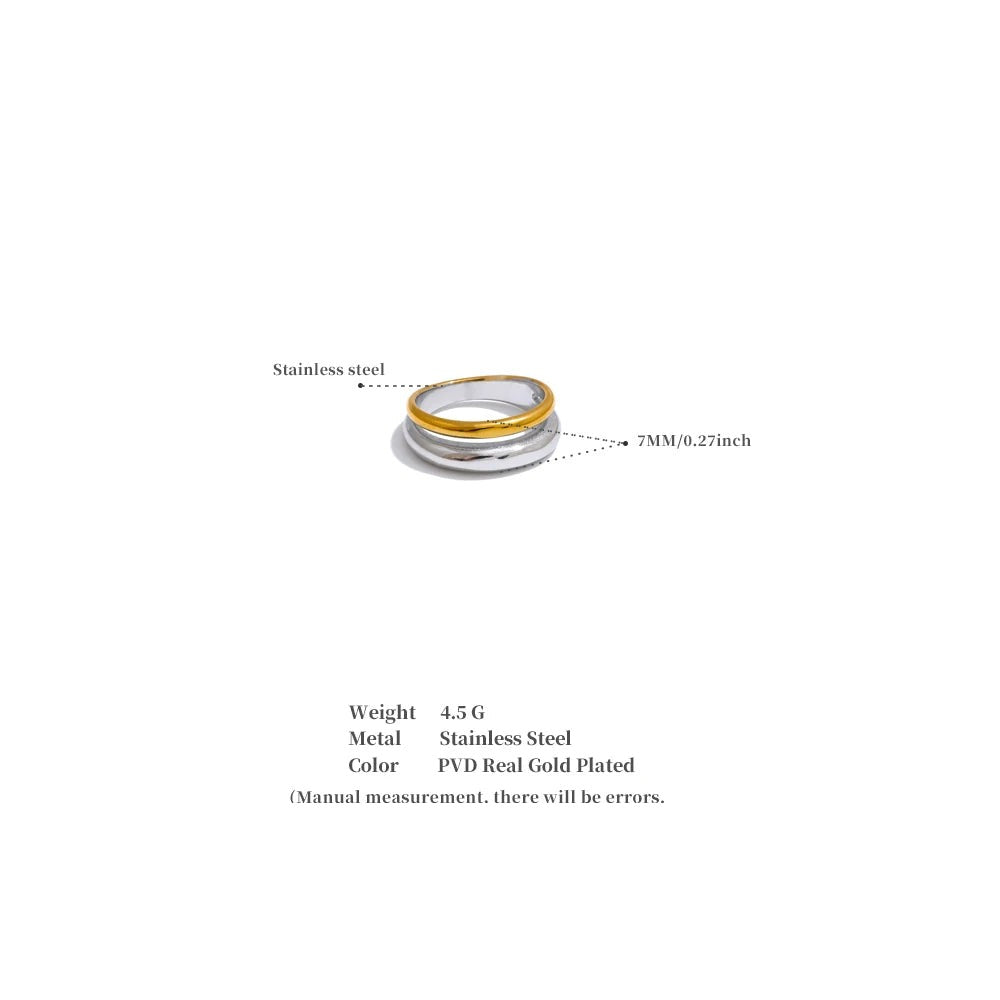 Geometric ring in 18K gold-plated stainless steel.