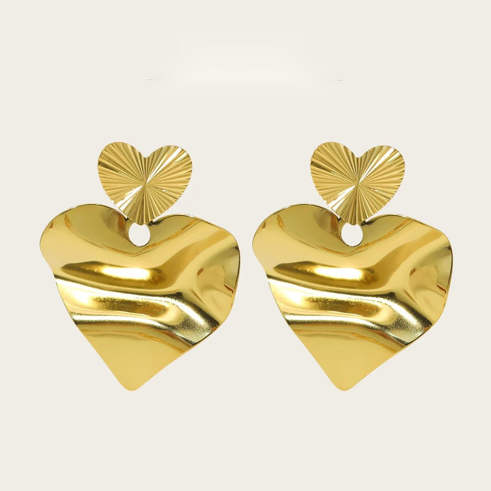 Drop Earrings Irregular Heart Retro — 316L Stainless Steel · PS400