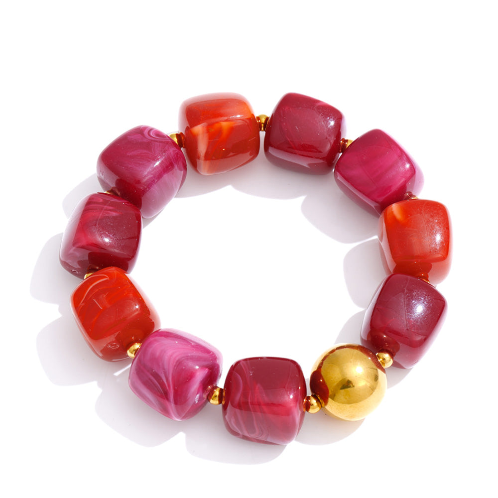 Acrylic Beaded Geometric Necklace — Gold-Plated Stainless Steel with Acrylic · PS2198