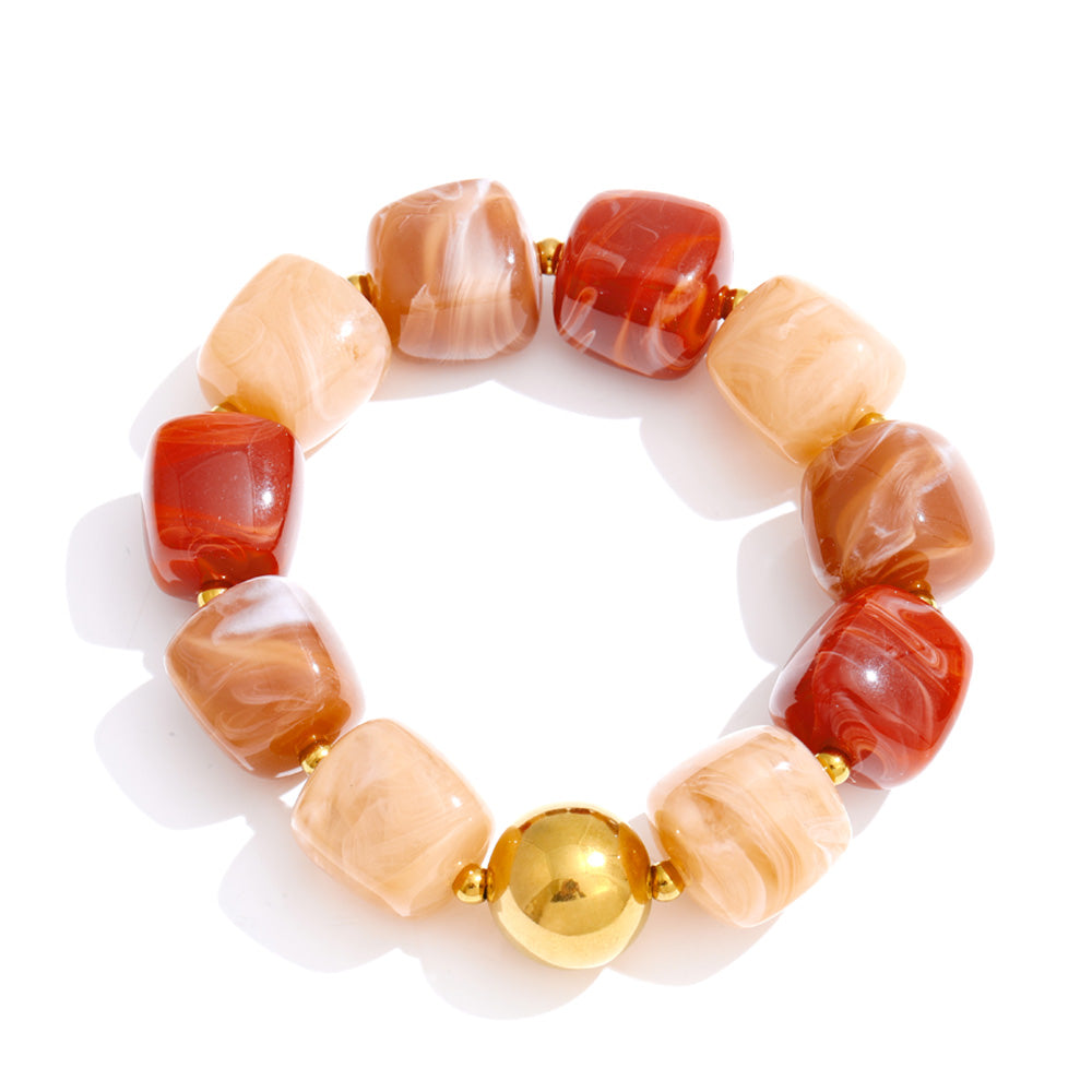 Acrylic Beaded Geometric Necklace — Gold-Plated Stainless Steel with Acrylic · PS2198