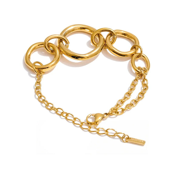 Geometric Chain Bracelet — Gold-Plated Stainless Steel · PS1183