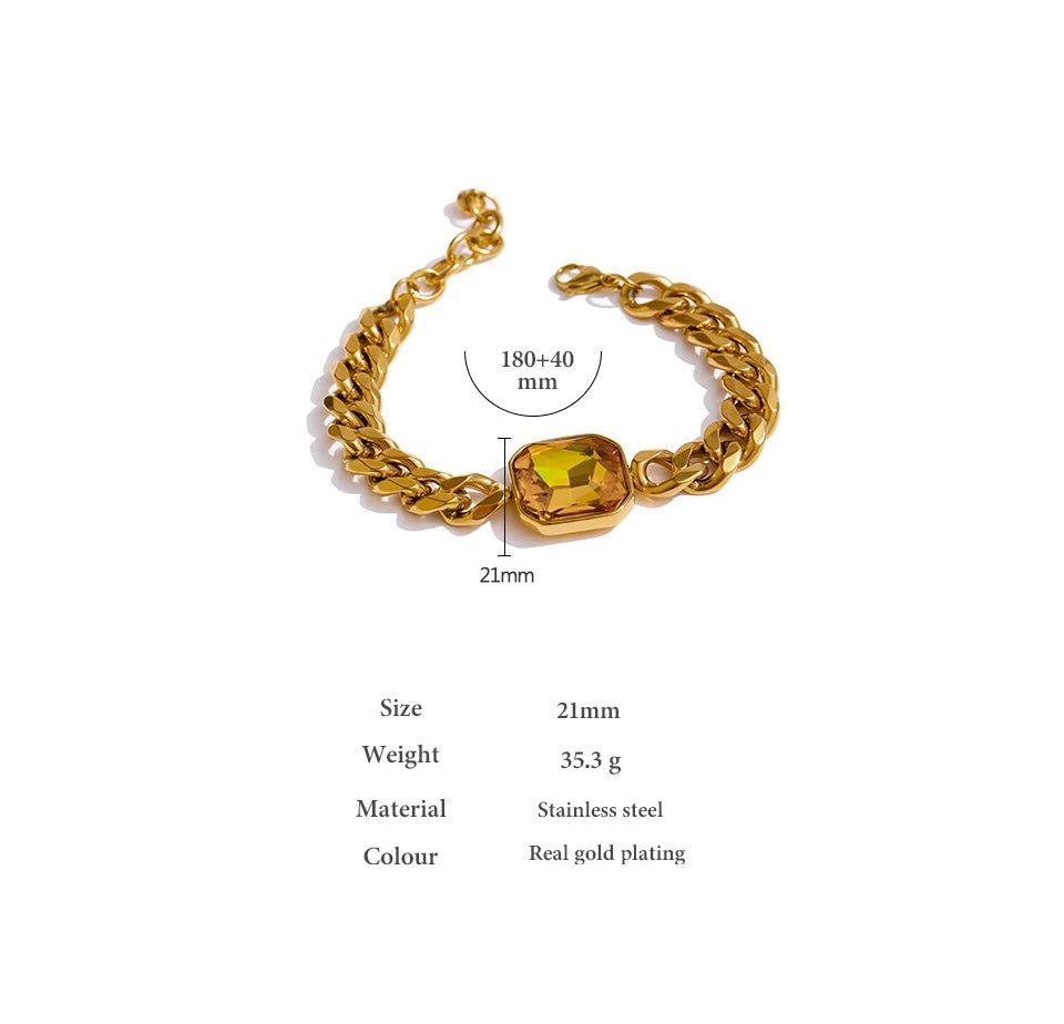 Red Cubic Zirconia Geometric Bracelet — 18K Gold-Plated Stainless Steel with Cubic Zirconia · PS1617