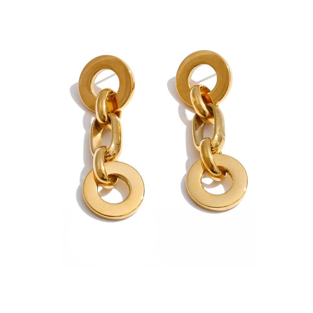 Gold-plated stainless steel earrings with a chain link design.