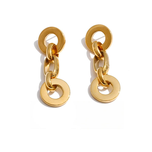 Gold-plated stainless steel earrings with a chain link design.