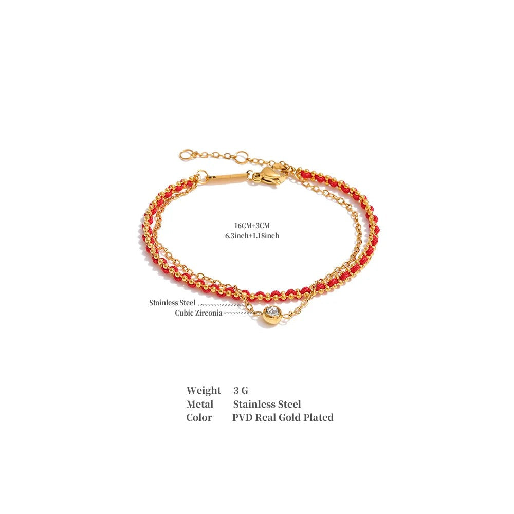 Black Cubic Zirconia Chain Bracelet — Gold-Plated Stainless Steel with Cubic Zirconia · PS1006