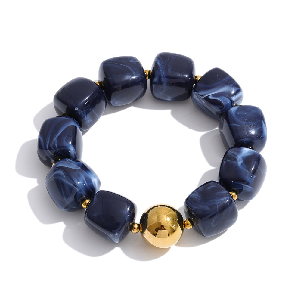 Acrylic Beaded Geometric Necklace — Gold-Plated Stainless Steel with Acrylic · PS2198
