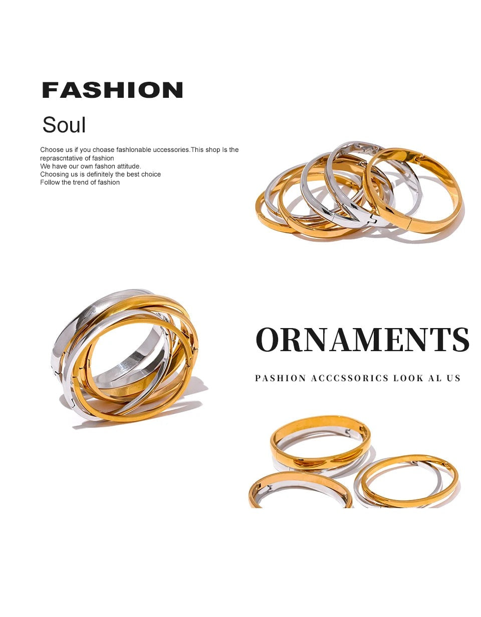 Geometric Bracelet — Gold-Plated 316L Stainless Steel · PS2202