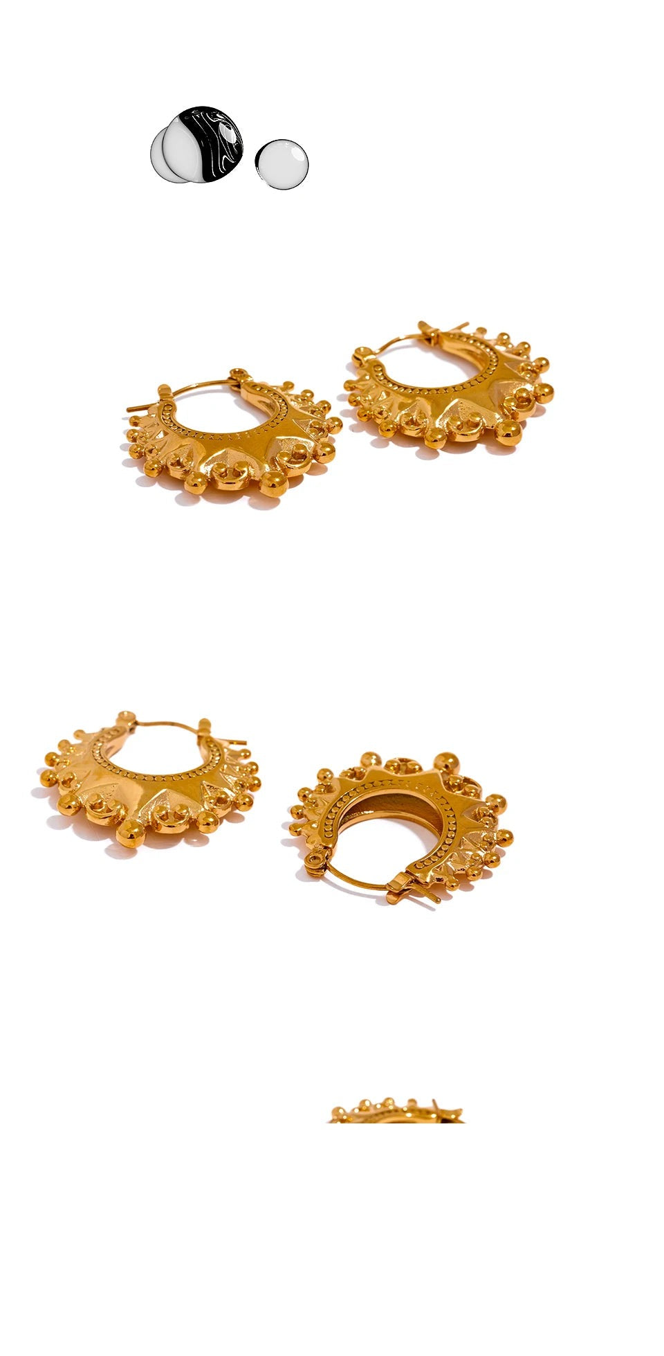 Vintage geometric earrings in gold-plated stainless steel.