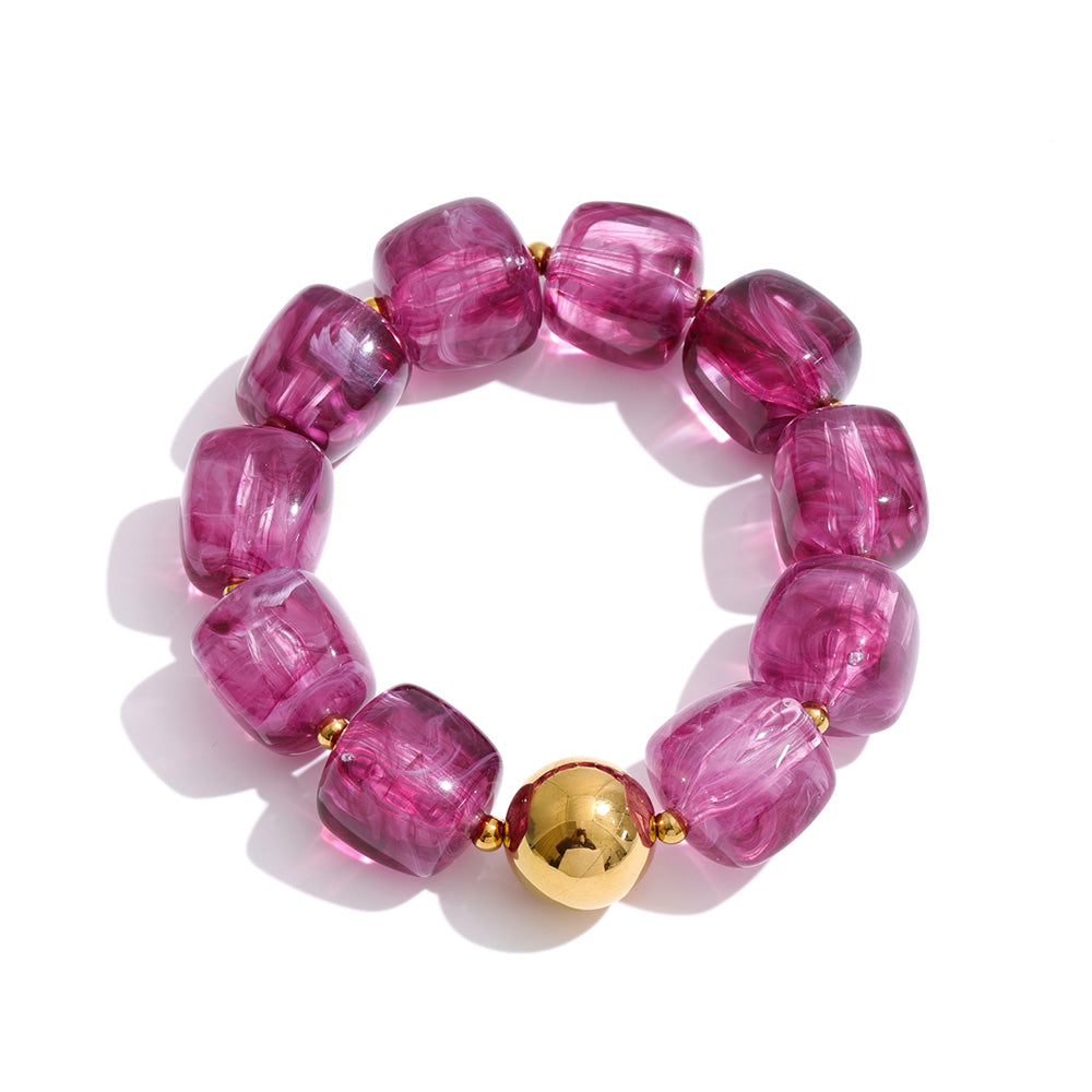 Acrylic Beaded Geometric Necklace — Gold-Plated Stainless Steel with Acrylic · PS2198