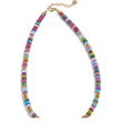 Natural stone beaded multi-color necklace in gold-plated stainless steel with natural stone.